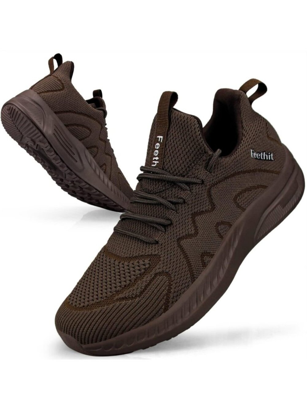 Men's Brown Non Slip Walking Lightweight Breathable Slip on Athletic Sneaker